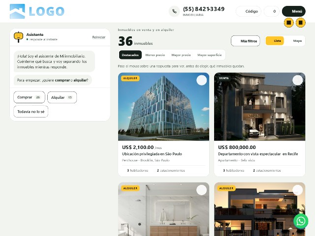 Plantilla de página web inmobiliaria Match