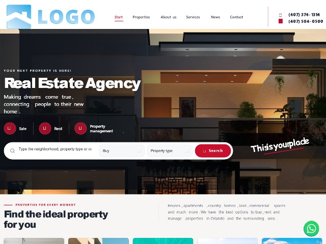Real estate website template Welcome