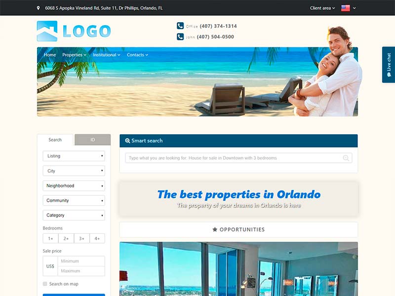 Real estate website template Paradise