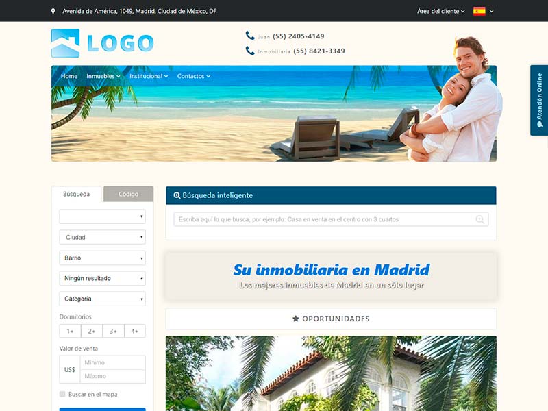 Plantilla de página web inmobiliaria Paradise