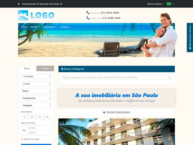 Modelo de site para imobiliária Paradise