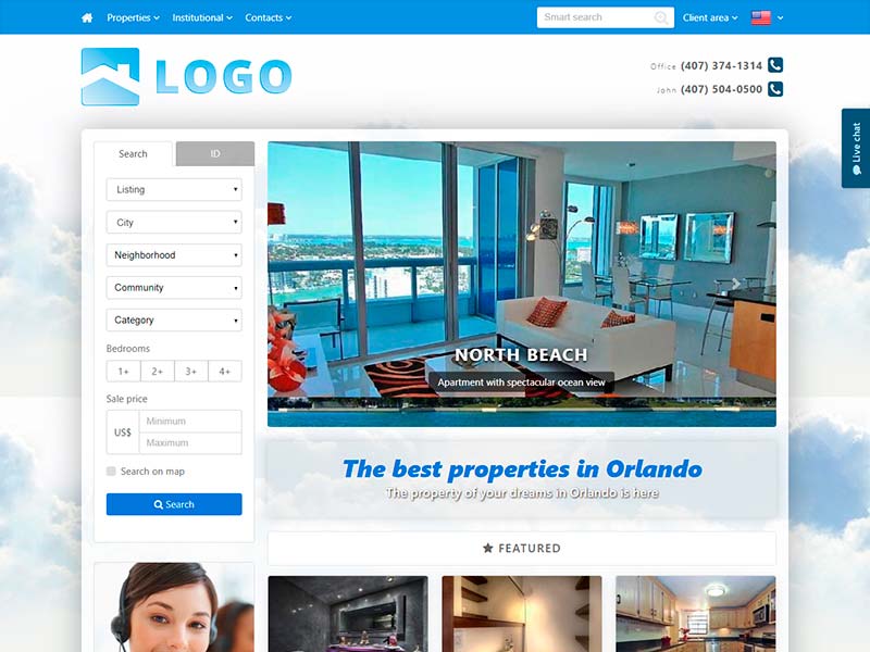 Real estate website template Heaven